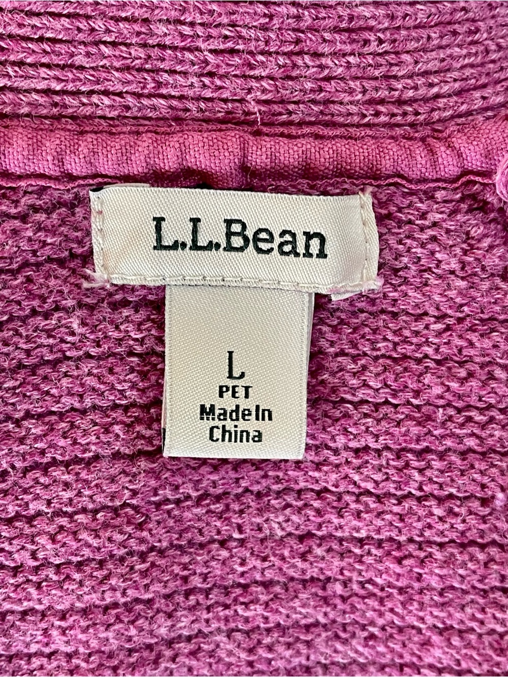 L.L.Bean Cotton Shawl Collar Open Cardigan Sweater Purple Large Petite - Picture 5 of 6